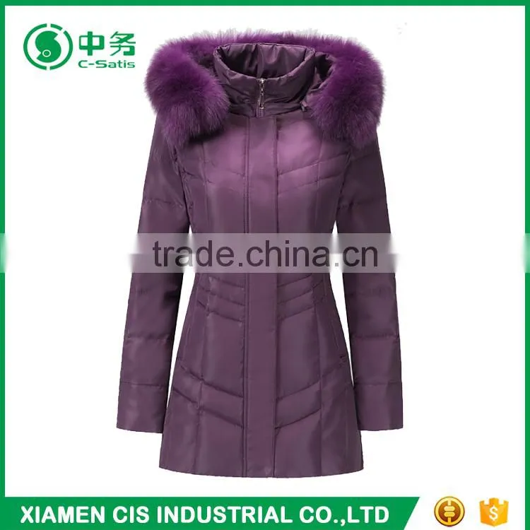 2017 New Arrival Winter Windproof Slim Fit Hooded Womens Parka Jacket