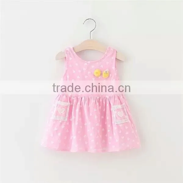 Children's clothing sleeveless summer skirt sling dresses red heart printed kids model dress