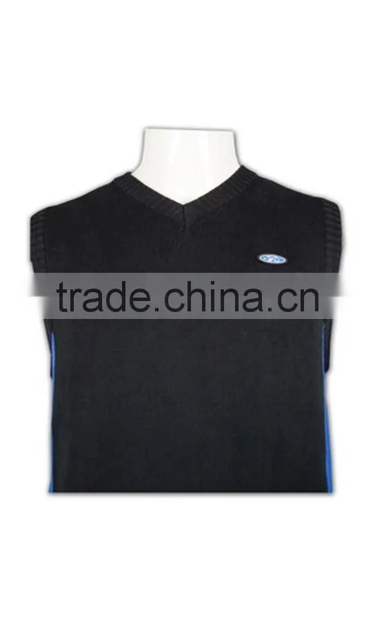 ISO9001/BSCI Manufature black mens fitted knitting pattern vest