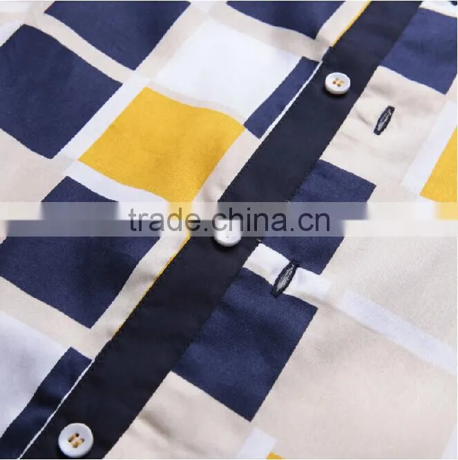 Men's new model t shirts fancy plaid design custom t-shirts