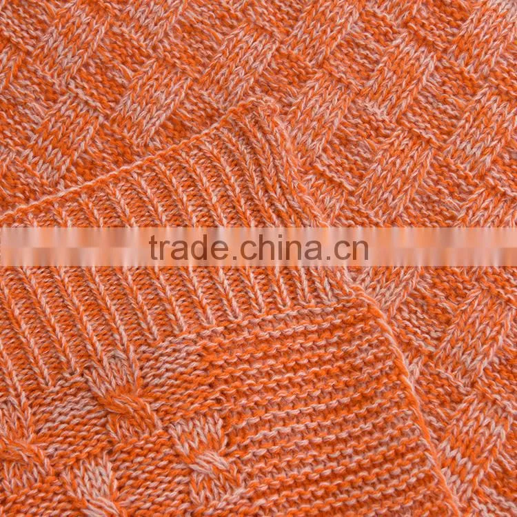 hot selling super soft acrylic crocheted plain cloth winter blanket