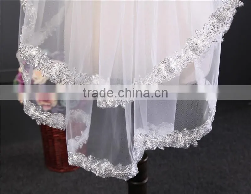2017 wholesale bridal veils hot sale short elegant bridal wedding veils short Tulle Wedding Bridal Veils HL28