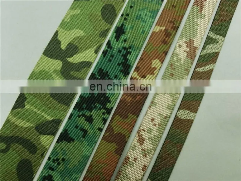 Customized 3/4'' camouflage ribbon military ribbon polyester webbing