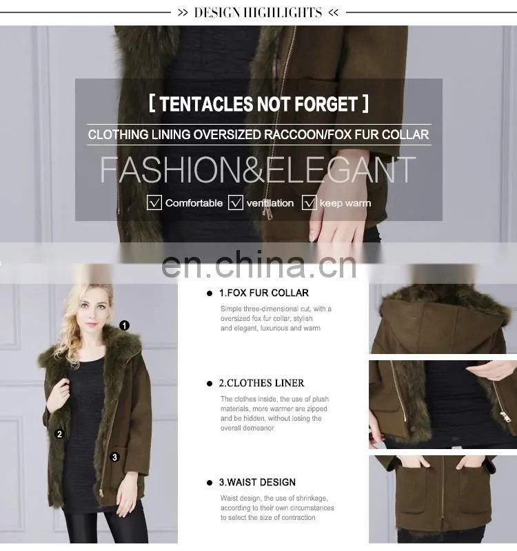Top quality australia sheepskin ladies wool and cashmere coat sale