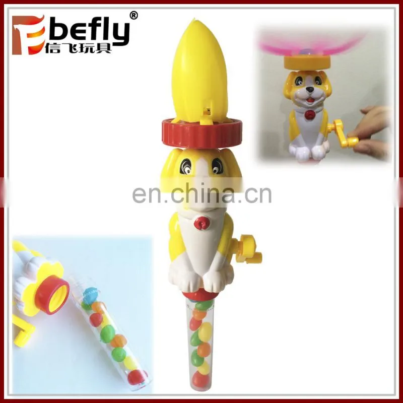 Plastic shaking noise rattle toy with candy
