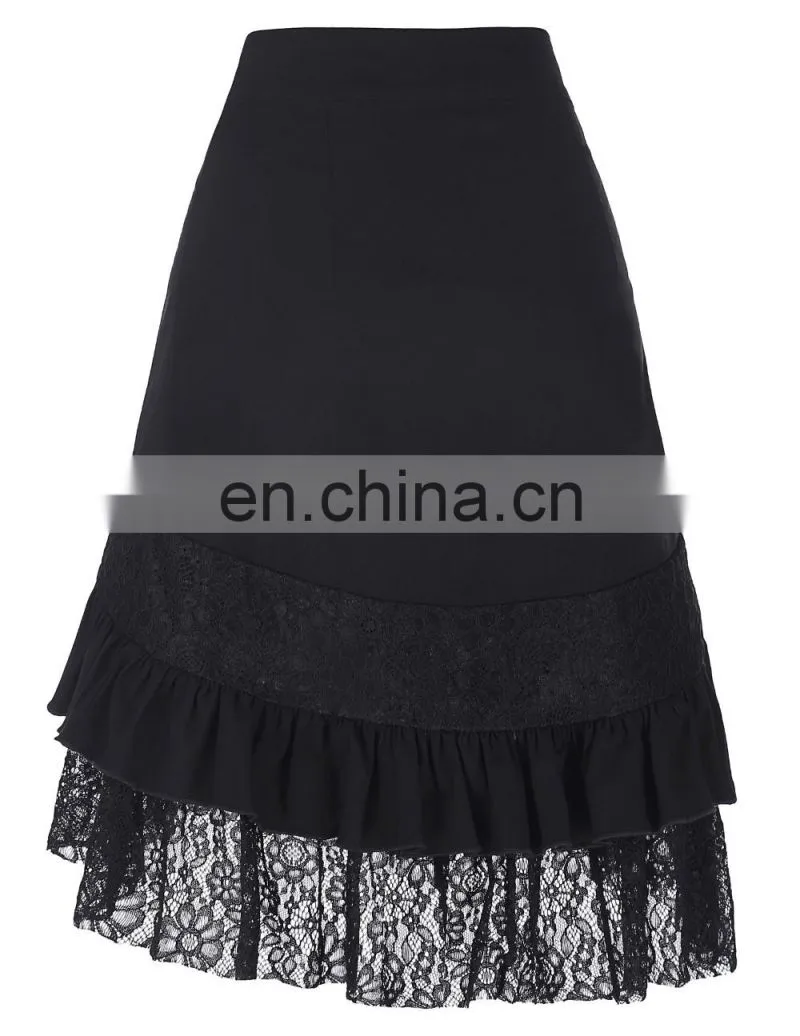 Belle Poque Vintage Women's Steampunk Gothic Clothing Gypsy Hippie High Stretchy Nylon-Cotton & Lace Skirts BP000205-1