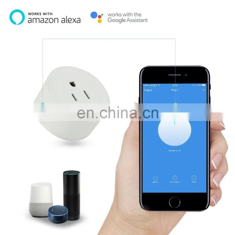 Smart WiFi wall socket plug mini power wireless switch for Amazon Alexa