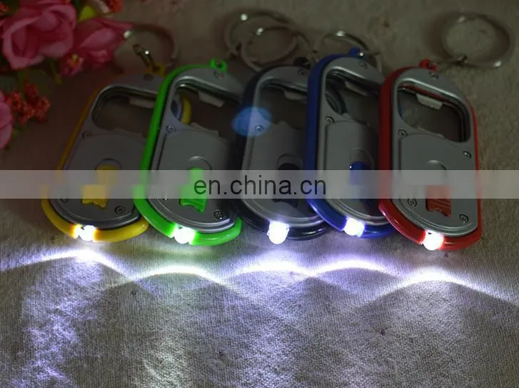 Souvenir Metal Keychain Bottle Opener With LED Light OEM Gift Flash light