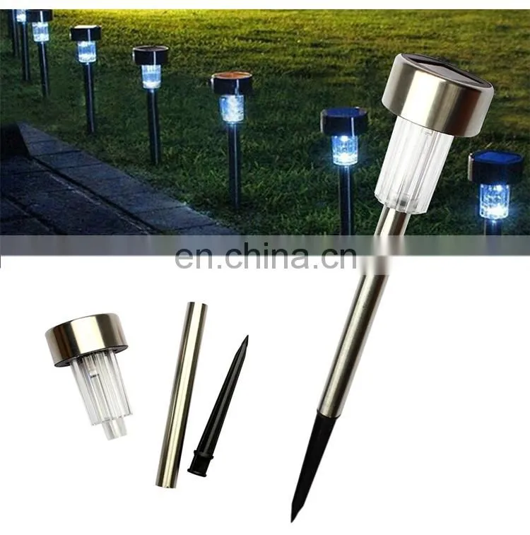 Led solar plug light lawn light stainless steel garden decorative light