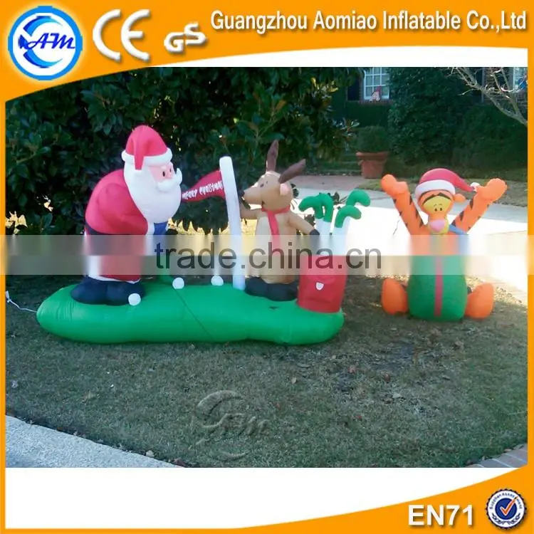 Outdoor christmas decoration inflatable santa with sleigh and reindeer
