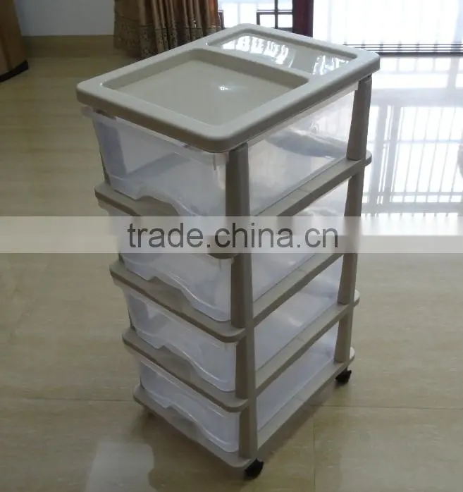 2016 hot selling 4 layers detachable transparent plastic storage drawer, locker, cabinet