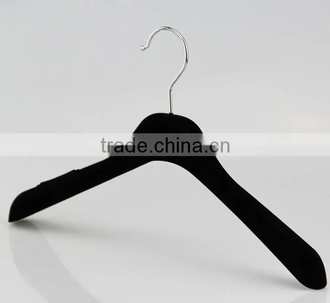 black plastic hanger with velvet surface for women