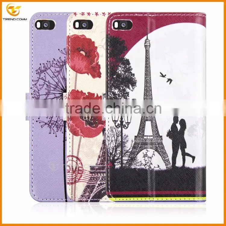 wallet leather flip cover case for huawei p8