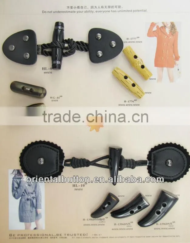 Plastic Material horn toggles in belts type for coat clothing