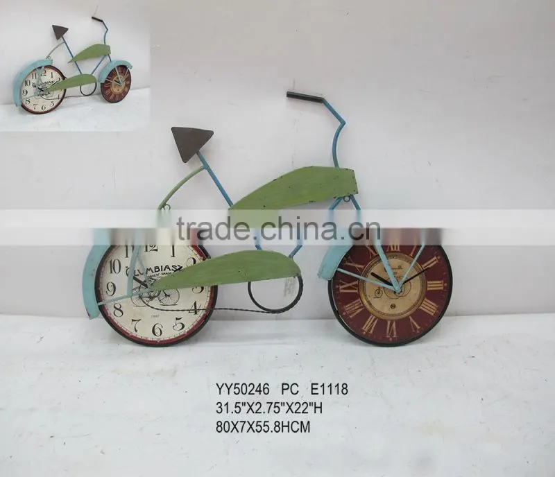 New design vintage bicycle metal table clock, wholesale cheap clock