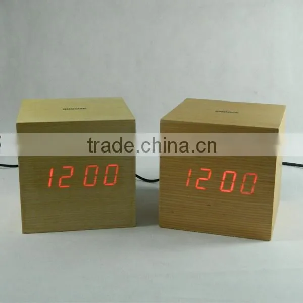 2015 New Digital Wooden LED Alarm Clock, Wooden Digital Table Clocks For Promotion Gift