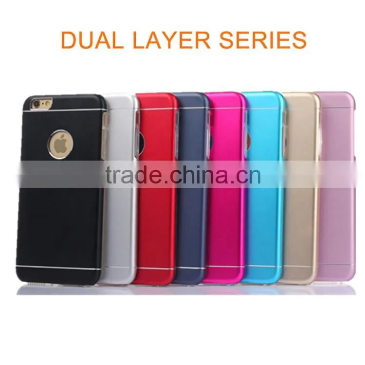 Wholesale High Quality Phone Case for iphone 6/6 plus,Dual Layer Outer Aluminum Cases + Inner TPU Cases Free Sample