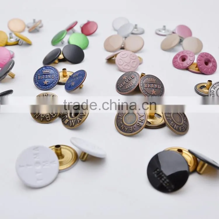 New Fashion Accessories Embossed Logo Metal Custom Clothing Snap Buttons