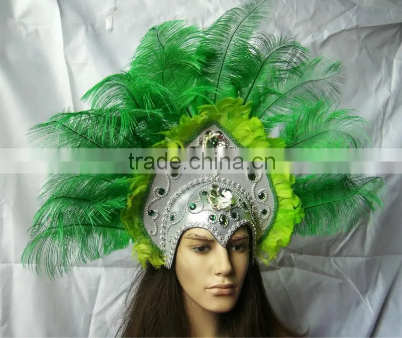 Gorgeous Feather Headdress Indian Feather Carnival Headdress (Green Color)