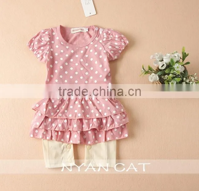 2016 Summer Cute Baby Girl Lovely Modeling Dot Kids Girl Bow Tie Baby Romper Children Girl Junpsuits