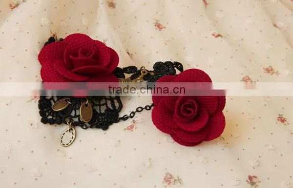 Gothic Rose Lace Retro Bracelets With Ring Wristbands PROM Jewelry Chain Jewelry Palace