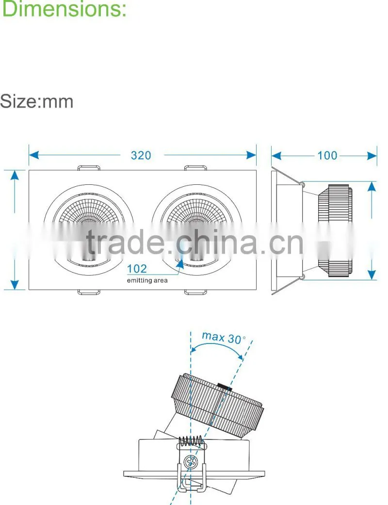 2*30W LED downlight ceiling light