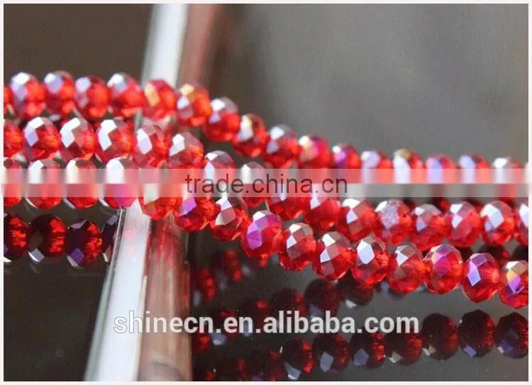 Pujiang wholesale factory price general colorful loose beads 4mm faceted roundelle glass crystal beads