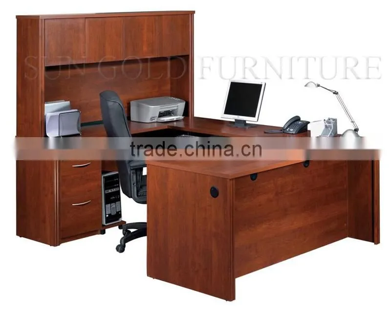 Modern luxury office u shape desks,computer table with bookshelf (SZ-ODB355)