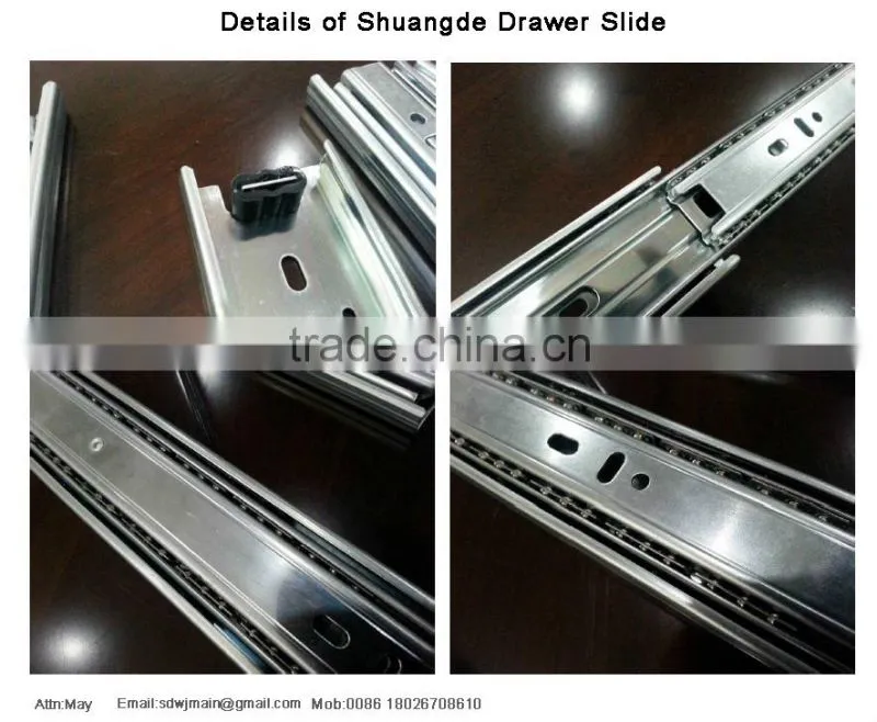 45mm 3 fold ball bearing undermount drawer slide