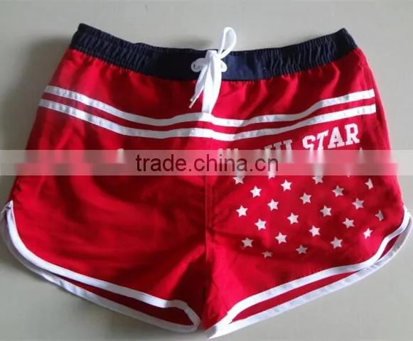 2016 Red Spandex Fabric Pants Mens Beach Shorts