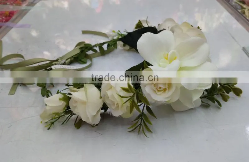 HL016 New Fashion Artificial Flowers Handmade foam head wreath for wedding garland bridal headdress
