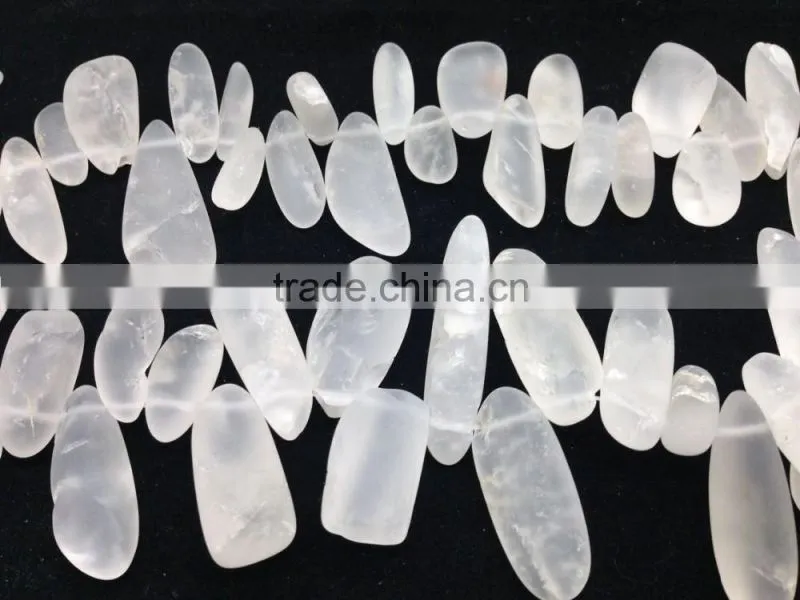 Wholesale natural matte,dull polished,frosted crystal quartz gemstone strand for jewellery decorate