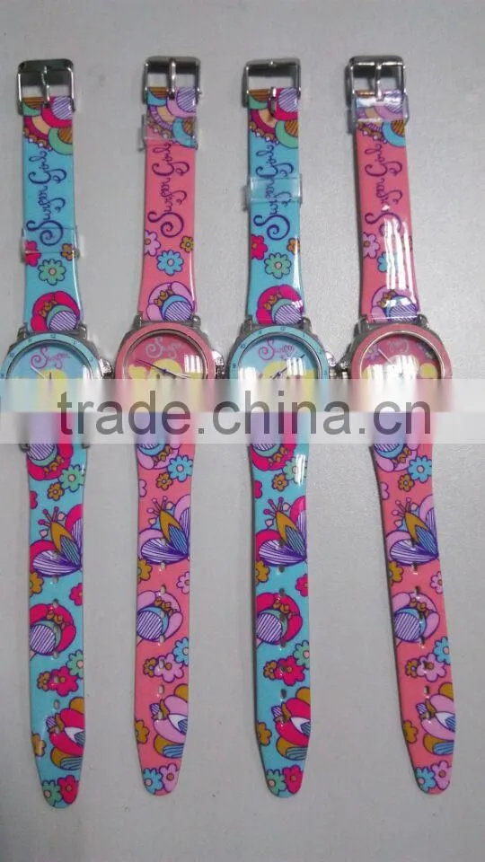 fashion PVC band plastic watch for promotion plastic ladies watch custom printed strap womens full printed plastic watch