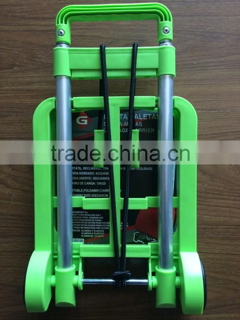 Plastic colorful cheap and portable mini folding luggage cart