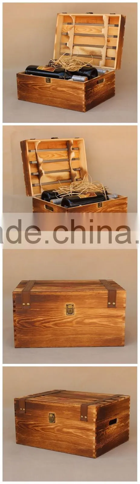 Packaging products pine 6 bottle wooden wine box