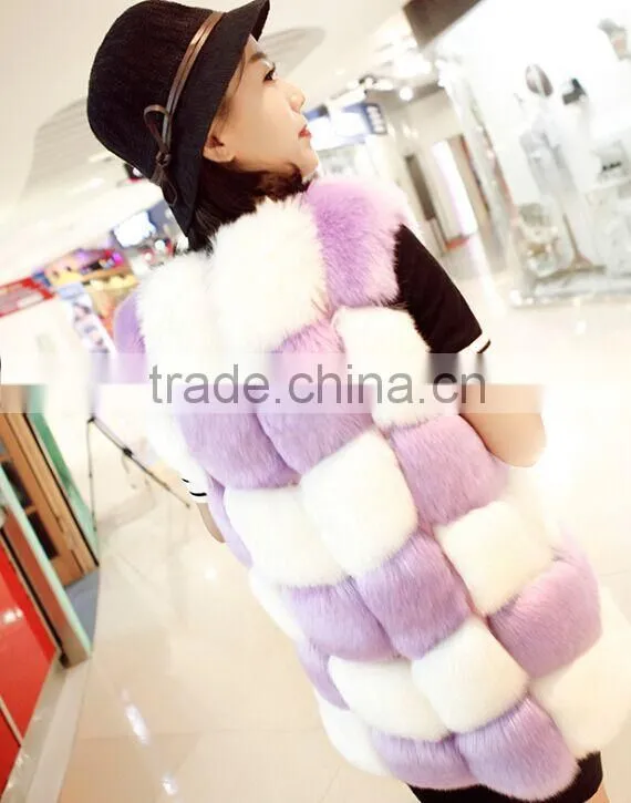 QYQX-001 europea fashion ladies fox fur vest
