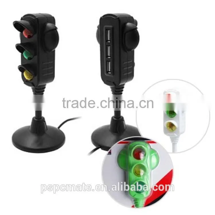 Hot selling traffic light shape light up light 3 port usb hub for promotional use