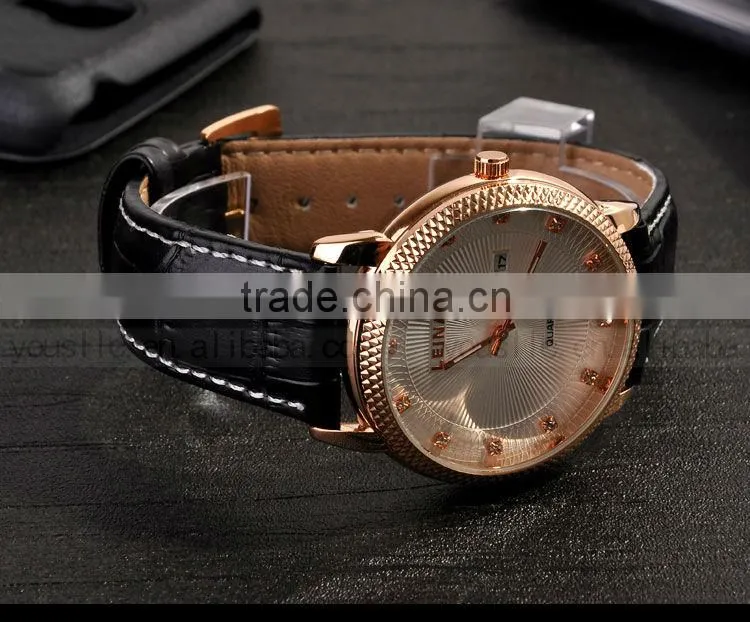 Stainless steel Automatic Leather Strap Men Wrist Watch