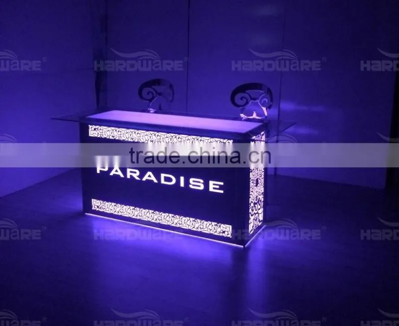 hotel event use square iron wedding reception table with led light