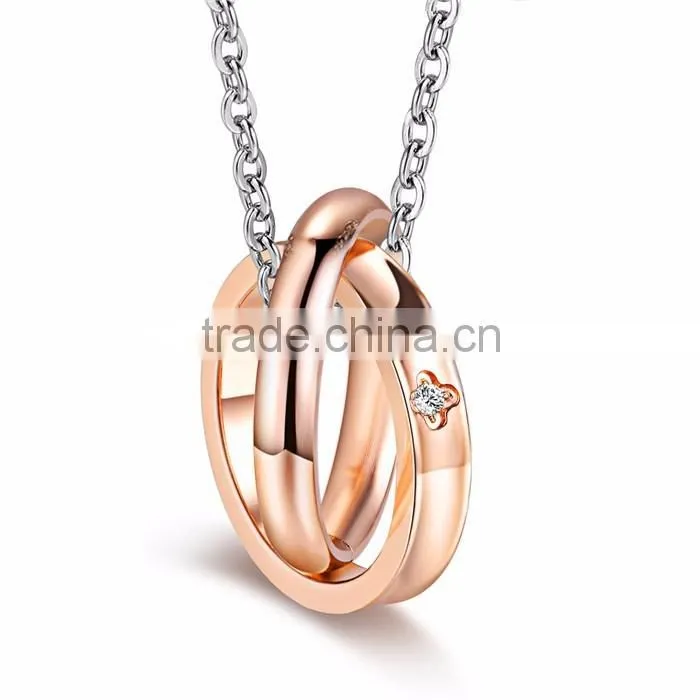 rose gold IP Plating stainless steel 316L pendant with ring