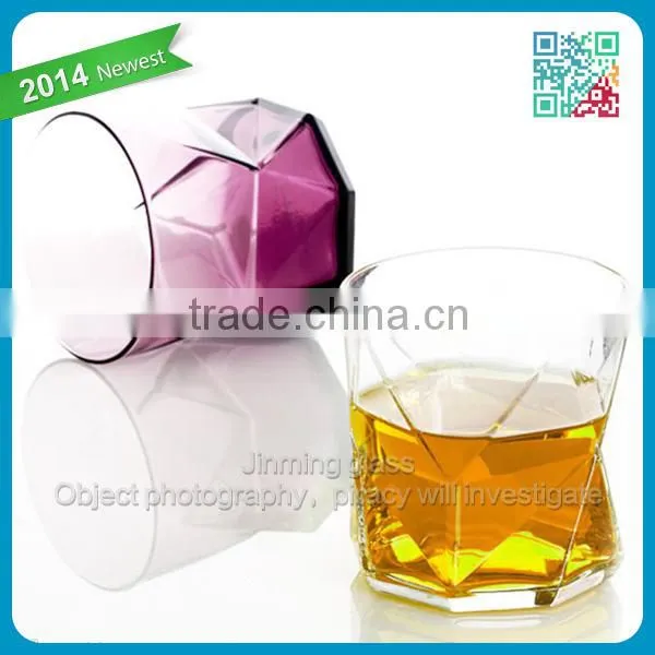 Machine Blown Drinking Brandy Glass Cups Bottom Colored Glass Whiskey Drinking Glass Cups