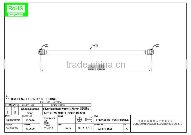 rg178 ipex to ipex rf coaxial connectors cable assembly jumper cable assembly