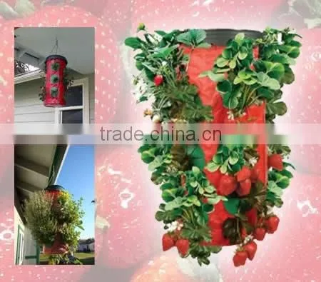 Garden Durable PE Woven Hanging Planting Grow Bags With 8 Planting Slits