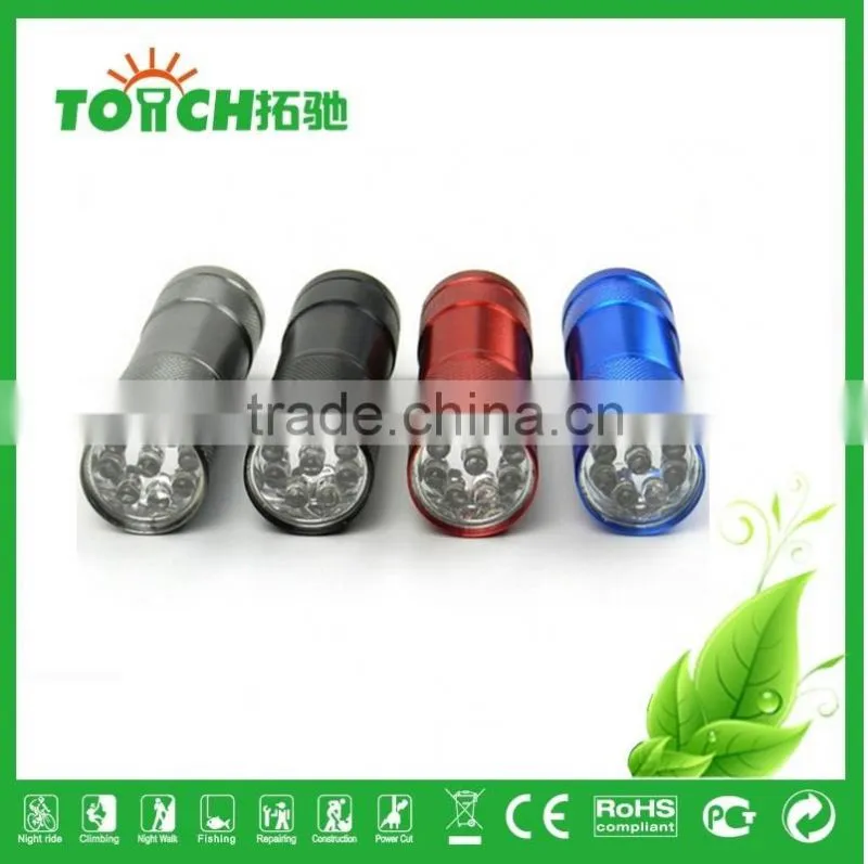 mini torch light 9 leds flashlight blue color super bright and waterproof for 3AAA battery emergency flashlight