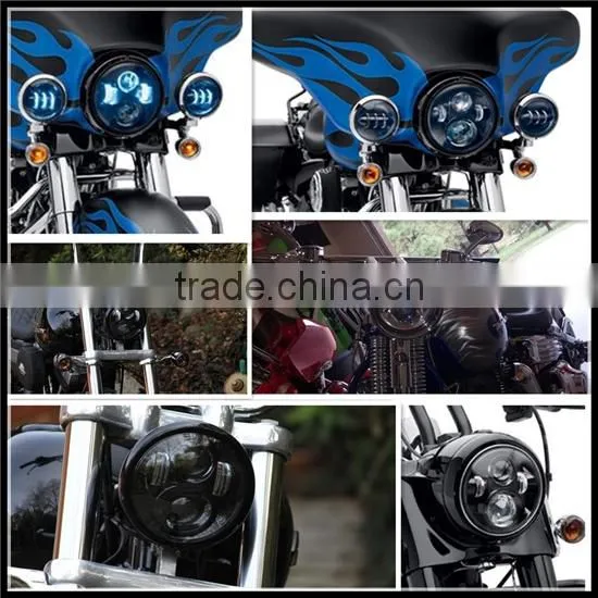 7" LED Projector Head Light Black for Harley Davidson 2012-2013 FLD / 1994-2013 Touring & Softail Models