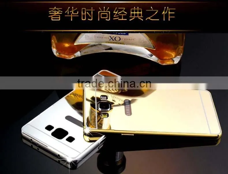 Mobile Phone Aluminum Mirror Back Metal Bumper Cover Case For Samsung A8