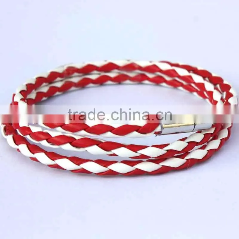 NEW Fashion Handmade Leather Wrap Wristband Cuff Punk Magnetic Buckle Bracelet