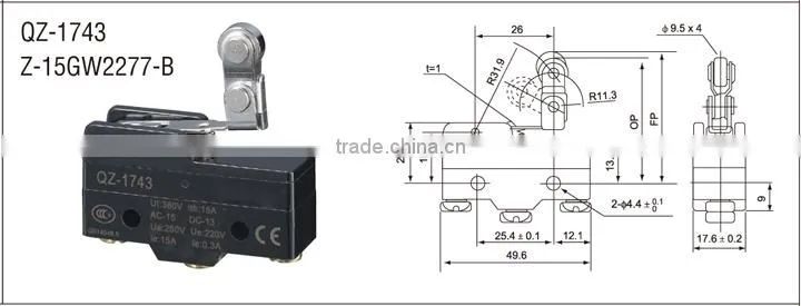 kontron 15A silver contact Z-15GW2277-B micro switch