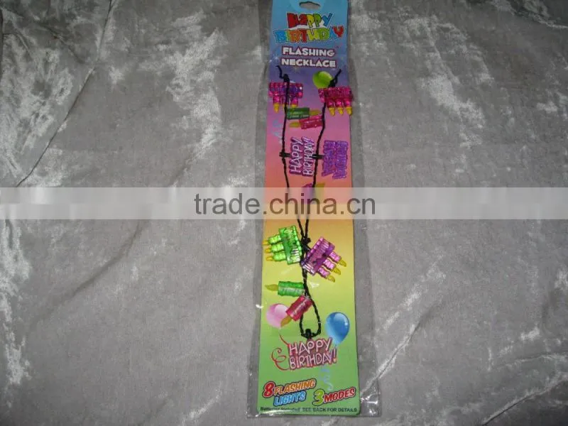 Colorful Happy Birthday Flashing Necklace Cake Candles Celebrate NEW!