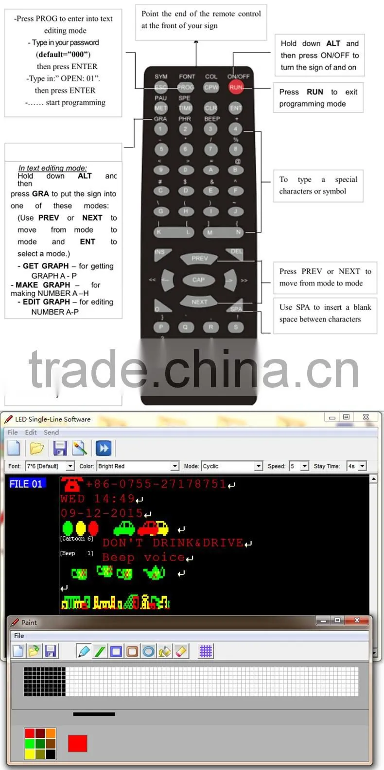 P7.62-7x40(5.3x31cm lighting area) wireless advertising led display programming running small led displays